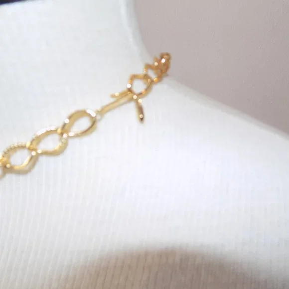 2PC Multicolored Rhinestone Gold Chain & Bracelet - Picture 2 of 2